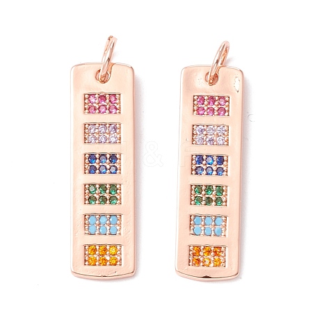 Brass Micro Pave Colorful Cubic Zirconia Pendants KK-B048-01RG-1