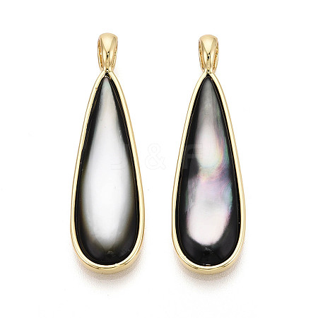 Natural Black Lip Shell Pendants KK-T073-65C-1