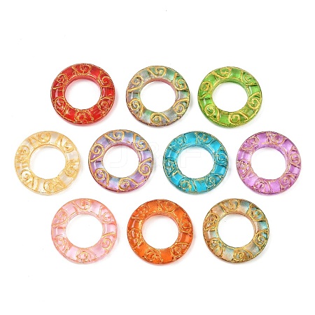 Baking Paint and Golden Metal Enlaced Glass Beads DGLA-T004-13M-1