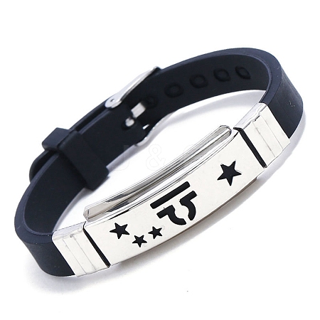 Stainless Steel Constellation Link Bracelet with Silicone Cords PW-WG3762B-05-1