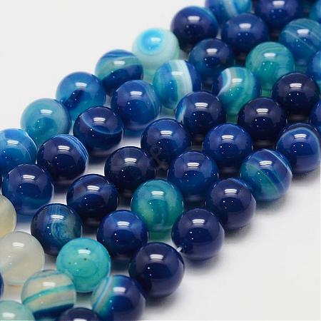 Natural Striped Agate/Banded Agate Bead Strands G-K155-B-10mm-02-1