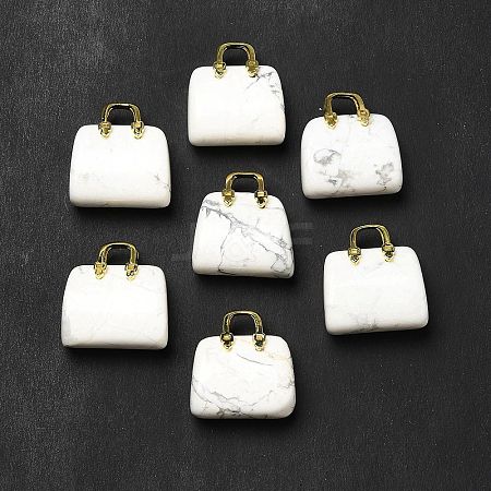 Natural Howlite Brass Pendants KK-E274-01G-24-1