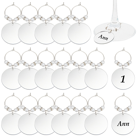 24Pcs Mirror Surface Acrylic Wine Glass Charms AJEW-BC00009-1