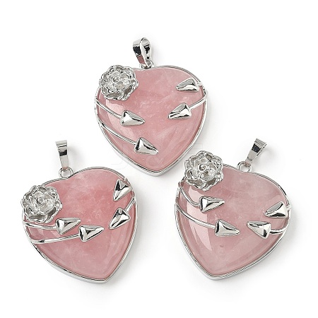 Natural Rose Quartz Heart Pendants G-S391-01P-G-1