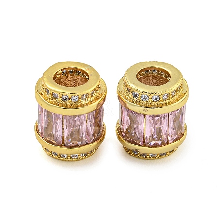 Rack Plating Brass Micro Pave Cubic Zirconia European Beads LS-KK-F089-31G-02-1