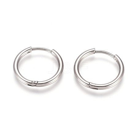 Tarnish Resistant 304 Stainless Steel Huggie Hoop Earrings EJEW-G272-02-14mm-P-1