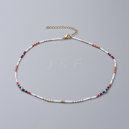 Seed Beaded Necklaces NJEW-JN02659-03-1