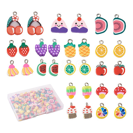 Craftdady 150Pcs 15 Style Handmade Polymer Clay Charms CLAY-CD0001-09-1