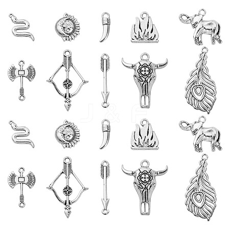 100Pcs 10 Styles Tibetan Style Alloy Pendants TIBEP-CJ0001-94-1