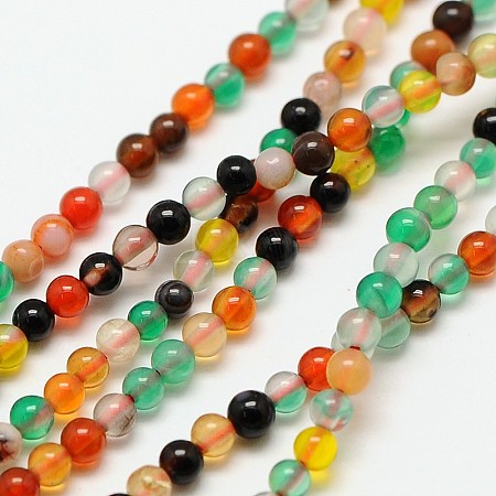 Natural Agate Round Bead Strands G-A130-3mm-K03-1