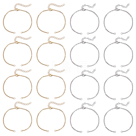 32Pcs 2 Colors 304 Stainless Steel Cable Chain Bracelet Making MAK-ME0001-11-1