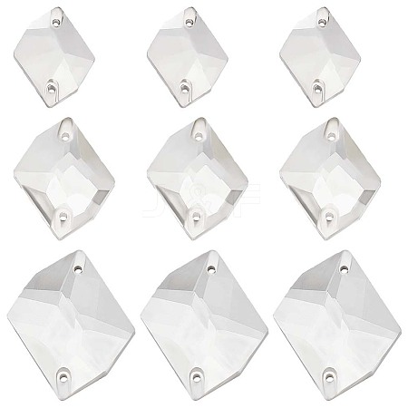 GOMAKERER 72Pcs 3 Style Irregular Rhombus Glass Sew On Rhinestone GLAA-GO0001-14-1