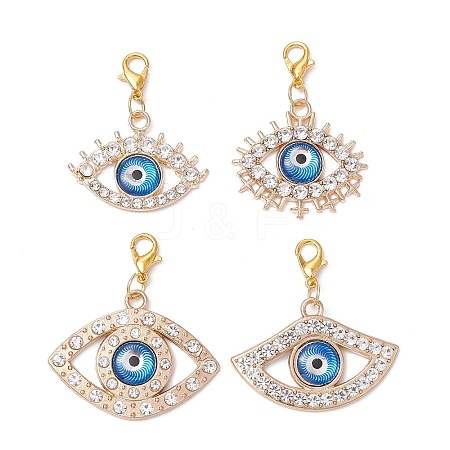 Evil Eye Alloy Rhinestone & Resin Pendant Decorations HJEW-JM02973-1