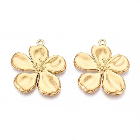 304 Stainless Steel Flower Pendants STAS-T067-30G-1