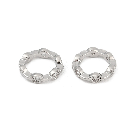 Brass Clear Cubic Zirconia Bead Frame KK-D375-33P-1