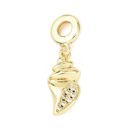 Brass Micro Pave Clear Cubic Zirconia Sea Animal European Dangle Charms LS-KK-B159-04G-04-1