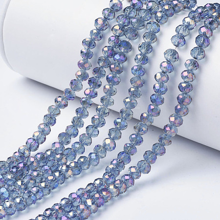Electroplate Transparent Glass Beads Strands EGLA-A034-T4mm-G06-1