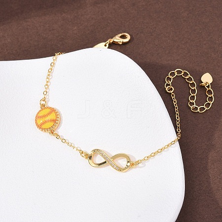 Sports Brass Micro Pave Cubic Zirconia Infinity Link Bracelets BJEW-D386-01D-G-1