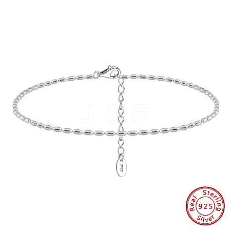 925 Sterling Silver Anklet AJEW-Z029-19P-1