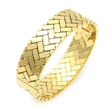 Ion Plating(IP) 304 Stainless Steel Wave Hinged Bangle BJEW-P298-05G-1