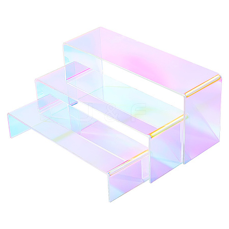 3Pcs 3 Sizes Laser Style Acrylic Jewelry Display Risers AJEW-WH0323-16-1
