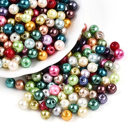 Baking Painted Pearlized Glass Pearl Beads HY-Q003-6mm-M01-1