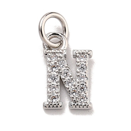Initial Letter Brass with Cubic Zirconia Charms KK-Q814-26N-P-1