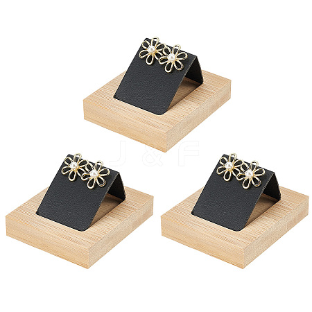 DELORIGIN 3Pcs Rectangle Wood Earring Display Stands EDIS-DR0001-05B-1