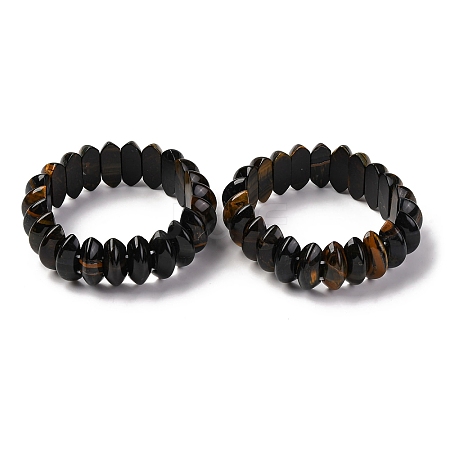 Bicone Natural Tiger Eye Beads Stretch Bracelets for Women Men BJEW-C097-05M-1