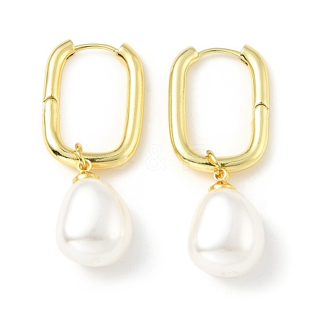 Plastic Pearl Dangle Hoop Earrings EJEW-A070-03G-1