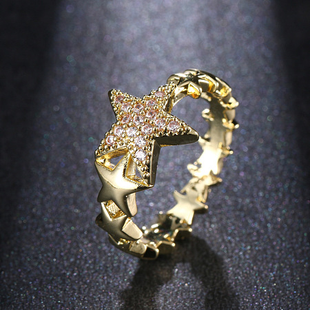 Star Brass Micro Pave Clear Cubic Zirconia Finger Rings for Women FS-WGB2D32-09-1