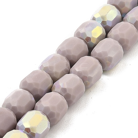 Frosted Imitation Jade Glass Beads Strands GLAA-P058-08A-07-1