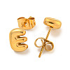 Chunk Letter 304 Stainless Steel Stud Earrings for Women EJEW-G386-01E-G-2