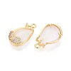 Brass Micro Pave Clear Cubic Zirconia Cat Eye Pendants KK-T071-16G-A01-2