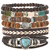 6Pcs 6 Styles Wood & Synthetic Turquoise & Alloy Beaded Stretch Bracelets & Braided Bracelets for Women BJEW-CL0001-60-7