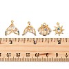 8Pcs 4 Styles Brass Micro Pave Cubic Zirconia Pendants KK-FS0001-96-5