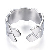 304 Stainless Steel Textured Open Cuff Ring for Women RJEW-N040-10-3