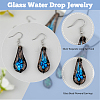 FIBLOOM 2 Sets 2 Colors Teardrop with Flower Glass Dangle Earrings & Pendant Necklace SJEW-FI0001-14-4