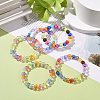 5Pcs 5 Style Pumpkin & Round & Polygon & Heart & Star Acrylic Beaded Stretch Bracelets Set BJEW-JB08927-2