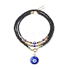 3Pcs 3 Style Lampwork Evil Eye Pendant Necklaces Set NJEW-JN04067-1