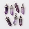Natural Amethyst Double Terminated Pointed Pendants X-G-F295-05C-1
