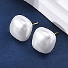 Square Brass & Plastic Stud Earrings for Women EJEW-G425-01G-02-1