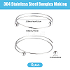 6Pcs 304 Stainless Steel Cuff Bangles Making MAK-BBC0001-21P-2
