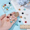14Pcs 7 Styles Flat Round Faceted Natural & Synthetic Gemstone Pendants PALLOY-AR00010-3