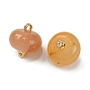 Natural Topaz Jade Saucer Charms with Rack Plating Golden Tone Brass Bails KK-B103-17B-09-2