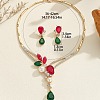 Teardrop Zinc Alloy & Glass & Resin Pearl Pendant Necklace & Stud Dangle Earrings Sets FS-WG17E32-01-3