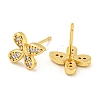 Rack Plating Brass Micro Pave Clear Cubic Zirconia Stud Earrings EJEW-N055-02G-04-RS-2