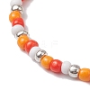 Halloween Candy Corn Acrylic & Glass Seed Beaded Stretch Bracelets Women BJEW-JB10525-03-4