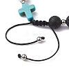 Natural & Synthetic Mixed Stone Cross Braided Bead Bracelet for Women BJEW-JB09647-5