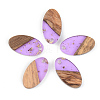 Transparent Resin & Walnut Wood Pendants RESI-S389-041A-B01-1